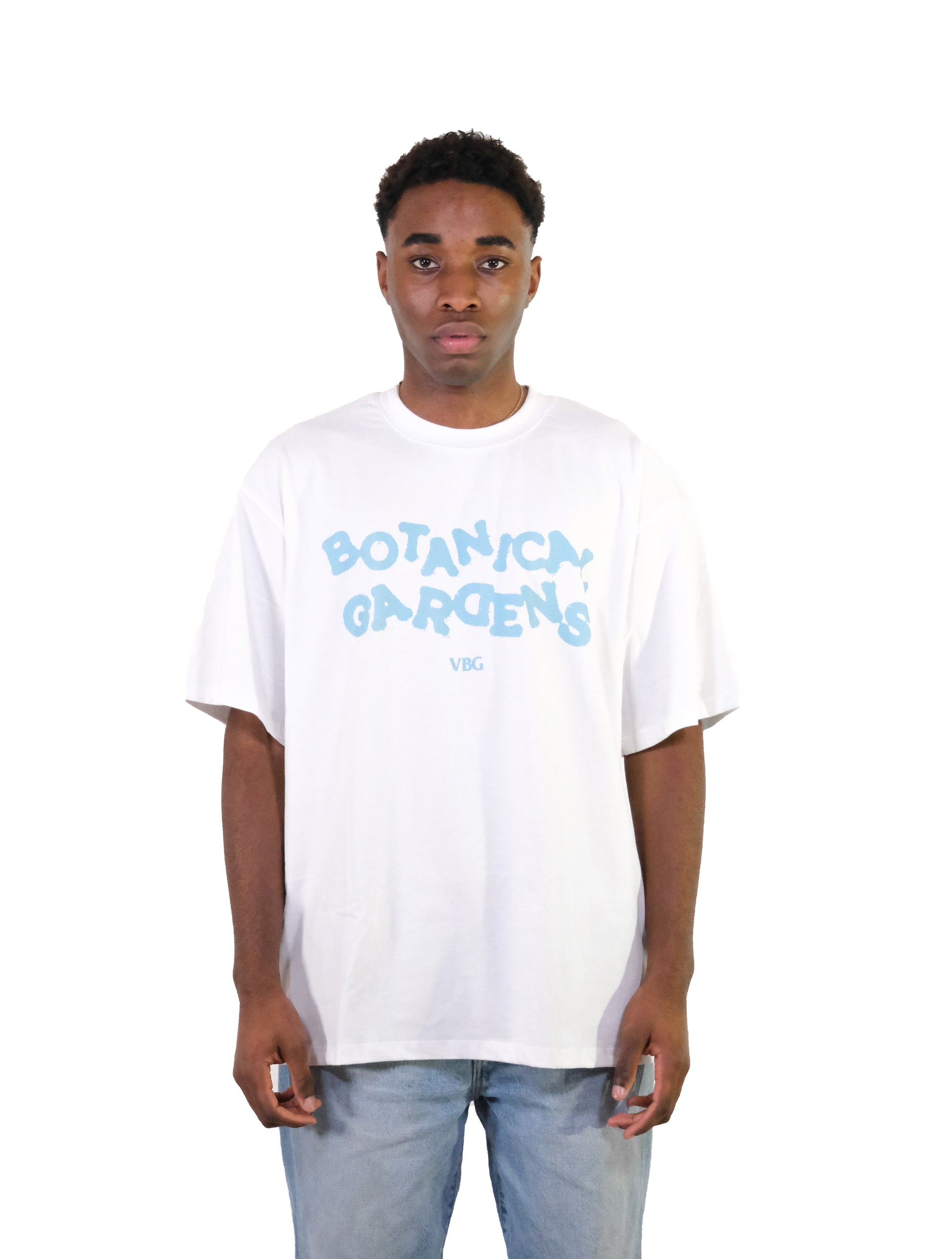 "Botanical Gardens" T-Shirt - White/Blue - VBG